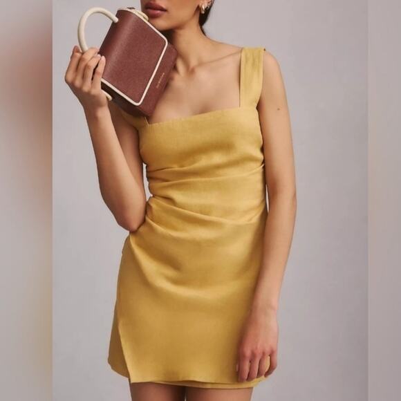 Reformation Women’s Kerrigan Linen Tank Dress in Tuscan Sun Mustard Yellow Sz 0 - Picture 1 of 12